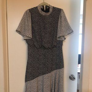 Mock neck flutter sleeve asymmetrical Ann Taylor heart dress - size 10